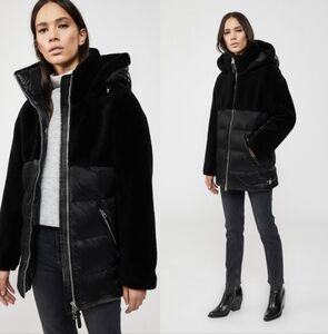 MACKAGE Black Teddy Fur Hooded Puffer Coat Winter Warm Jacket‎